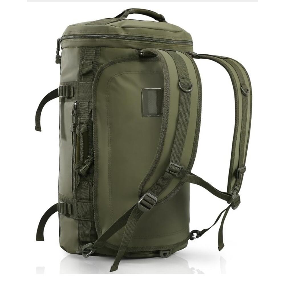 Haimont 45L Gym Duffle Backpack Army Green Convertible Travel Bag w/ Shoe Compar